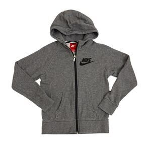 Nike Hoodie Gray Full Zip Hooded Sweatshirt Size Youth Medium (10/12)